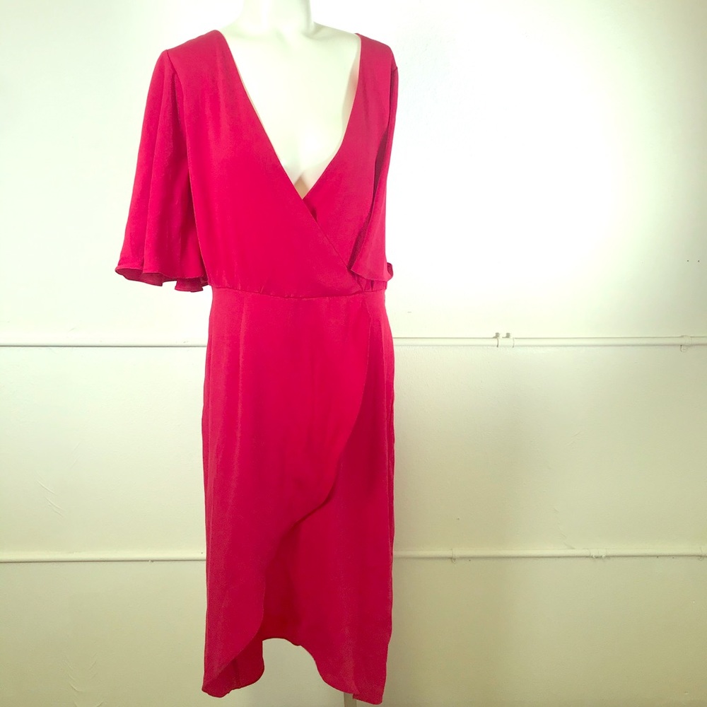 Cooper St. Red Surplice Ruffle Dress